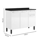 Balcão de Cozinha em Aço com Tampo 3 Portas 1 Gaveta Evidence Bertolini