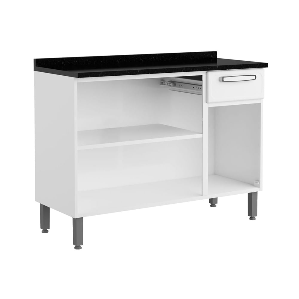 Balcão de Cozinha em Aço com Tampo 3 Portas 1 Gaveta Evidence Bertolini