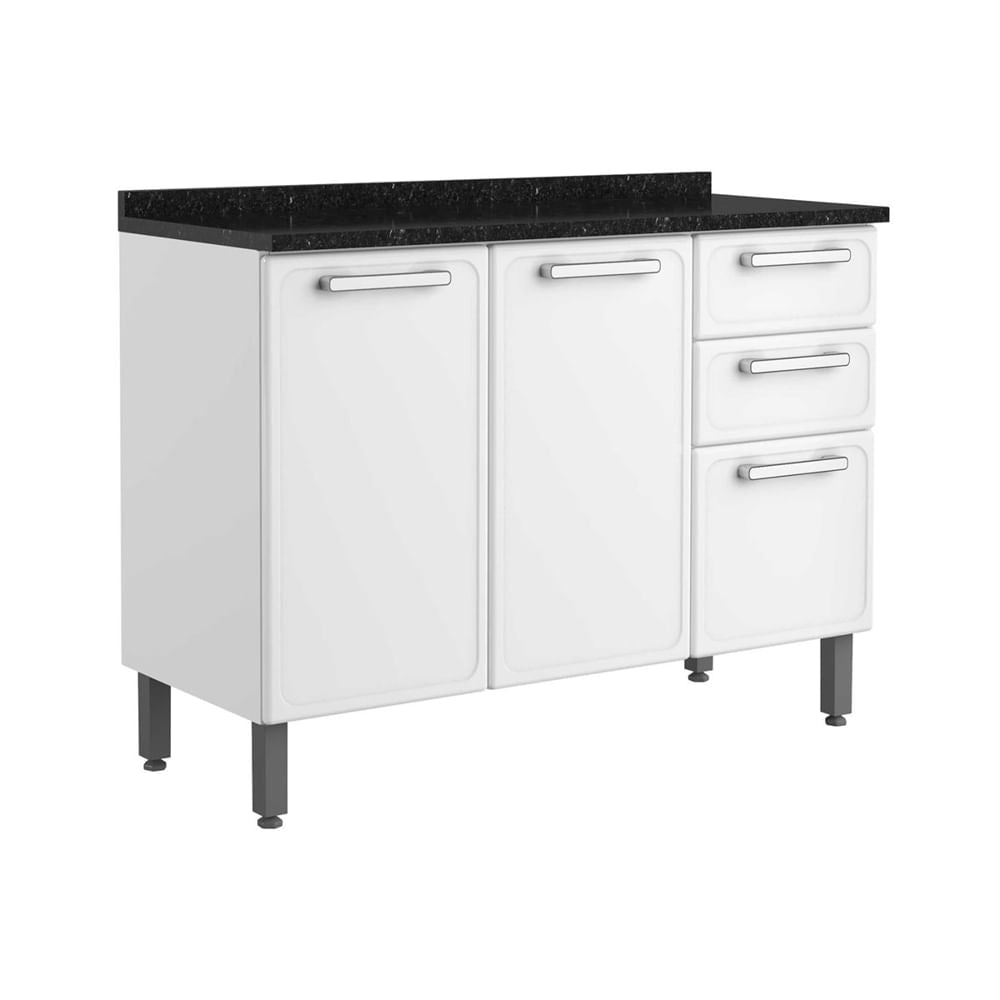 Balcão de Cozinha em Aço com Tampo 3 Portas 2 Gavetas Gourmet Bertolini