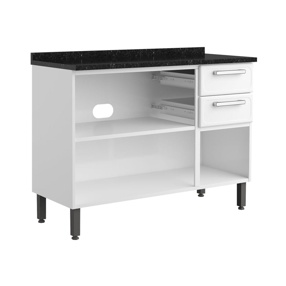 Balcão de Cozinha em Aço com Tampo 3 Portas 2 Gavetas Gourmet Bertolini