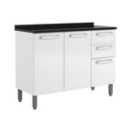 Balcão de Cozinha em Aço com Tampo 3 Portas 2 Gavetas Evidence Bertolini