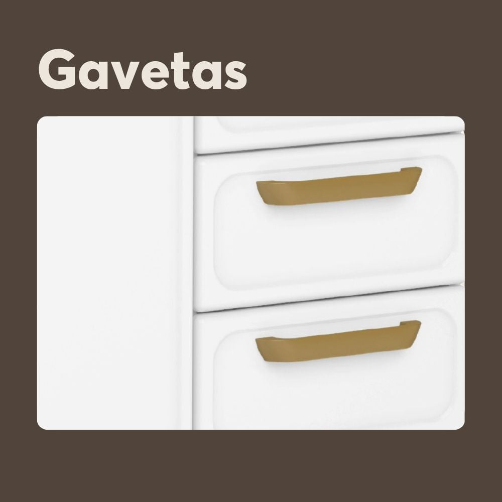 Balcão de Cozinha em Aço com Tampo 3 Portas 2 Gavetas Bella Bertolini