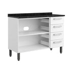 Balcão de Cozinha em Aço com Tampo 3 Portas 4 Gavetas Gourmet Bertolini