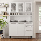 Cozinha Compacta Aço 6 Portas 3 Vidros 2 Gavetas Evidence Bertolini