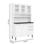 Cozinha Compacta Aço 6 Portas 3 Vidros 2 Gavetas Evidence Bertolini