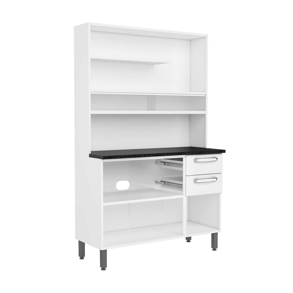 Cozinha Compacta Aço 6 Portas 3 Vidros 2 Gavetas Evidence Bertolini