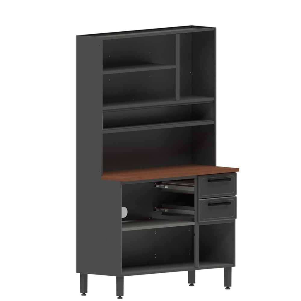 Cozinha Compacta Aço 6 Portas 3 Vidros 2 Gavetas Estilo Bertolini