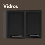 Cozinha Compacta Aço 6 Portas 3 Vidros 2 Gavetas Estilo Bertolini