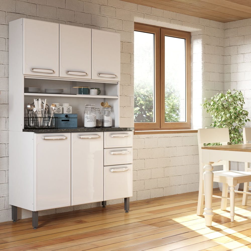 Cozinha Compacta Aço 6 Portas 2 Gavetas Evidence Bertolini