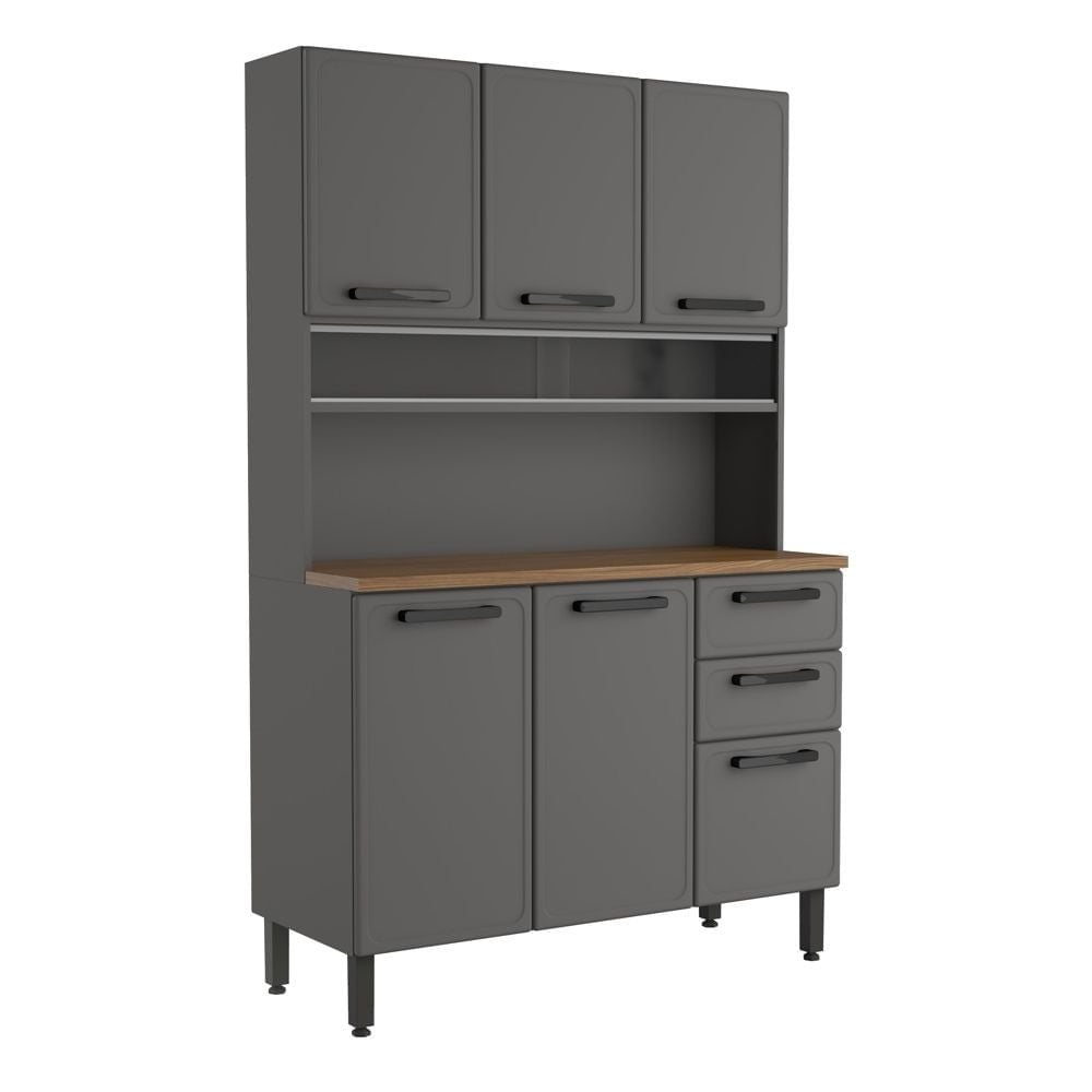 Cozinha Compacta Aço 6 Portas 2 Gavetas Estilo Bertolini