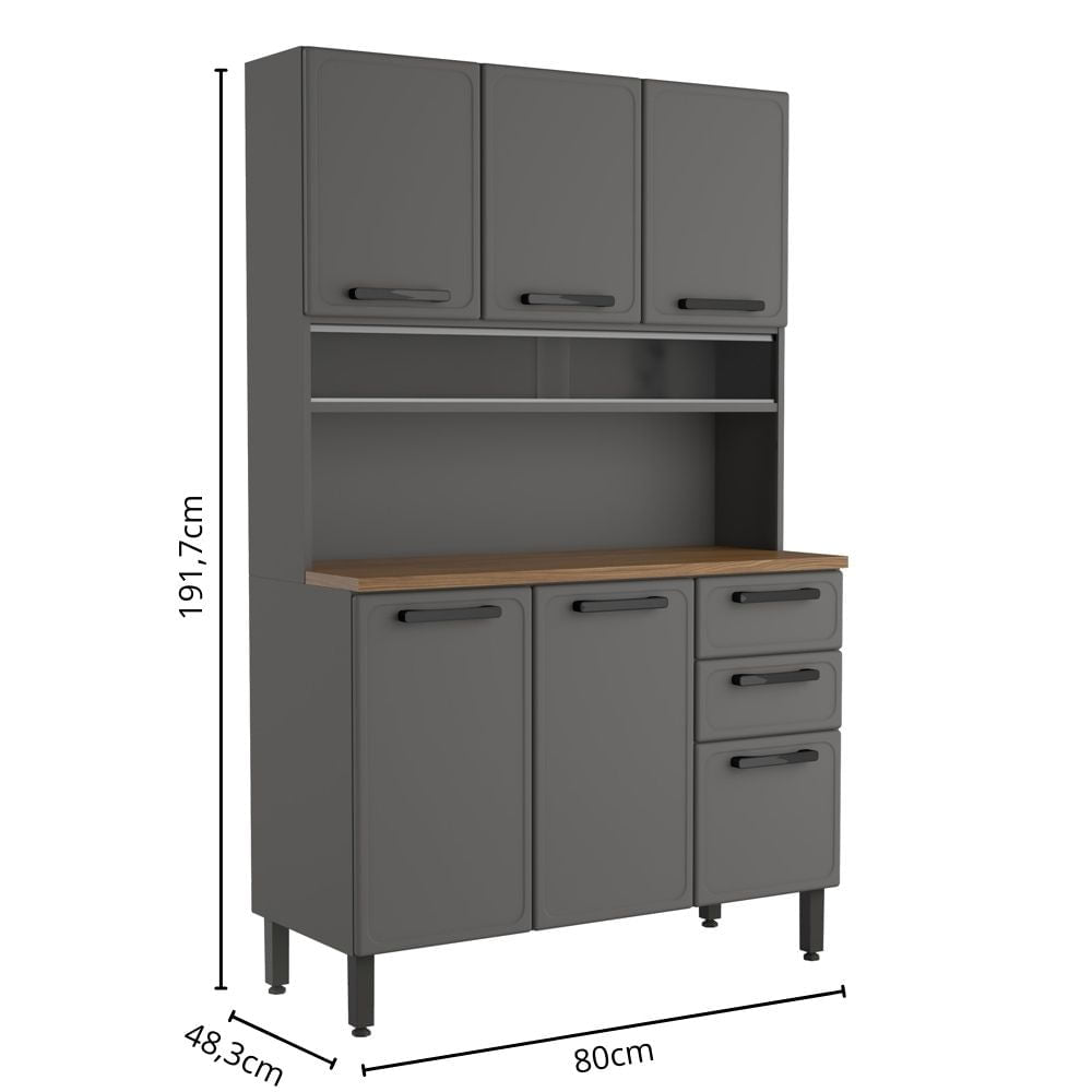 Cozinha Compacta Aço 6 Portas 2 Gavetas Estilo Bertolini