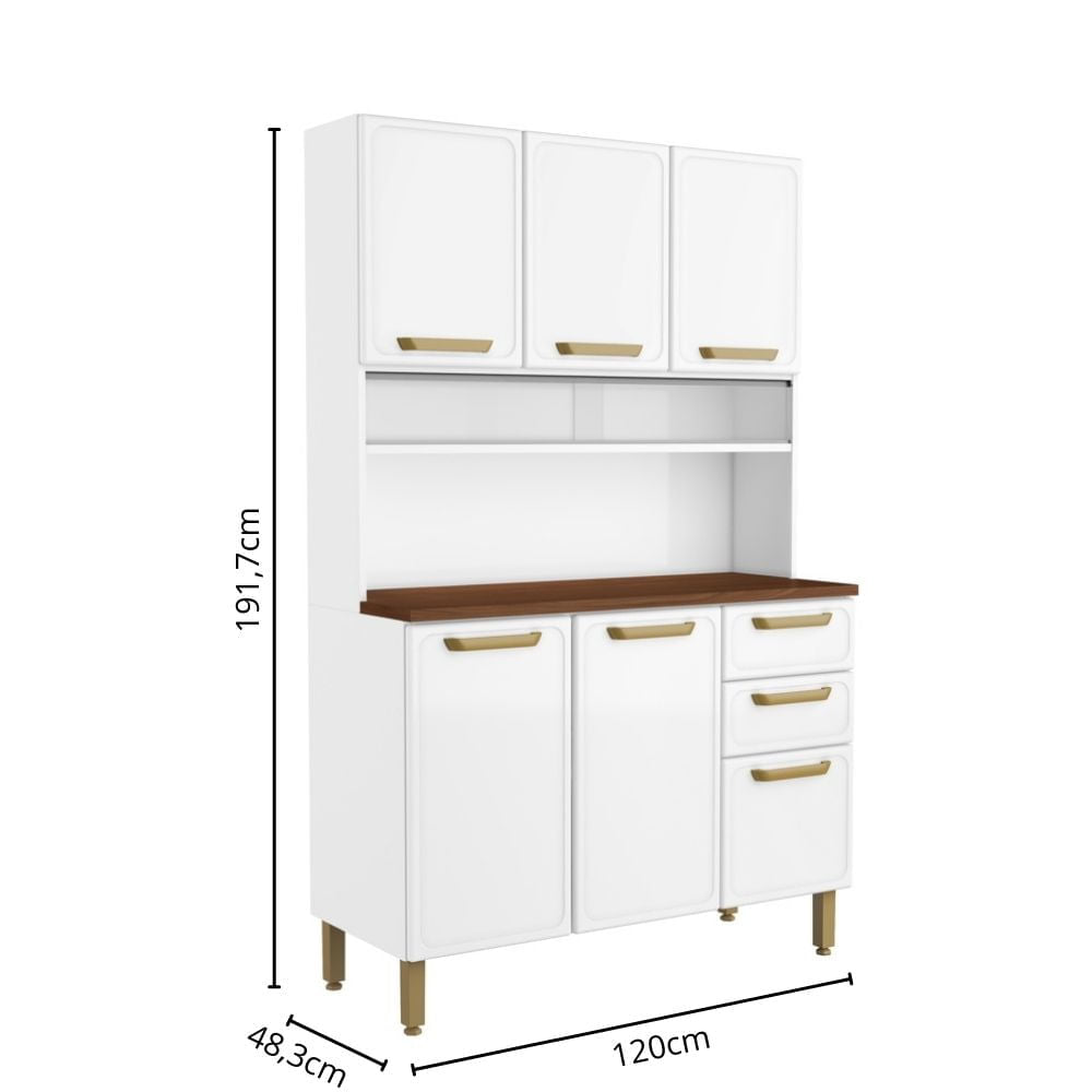 Cozinha Compacta de Aço 6 Portas 2 Gavetas Bella Bertolini