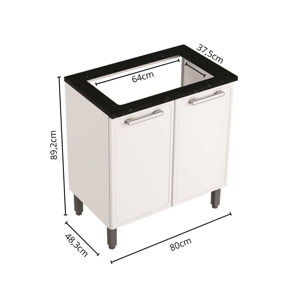 Balcão de Cozinha em Aço para Cooktop 2 Portas Gourmet Bertolini