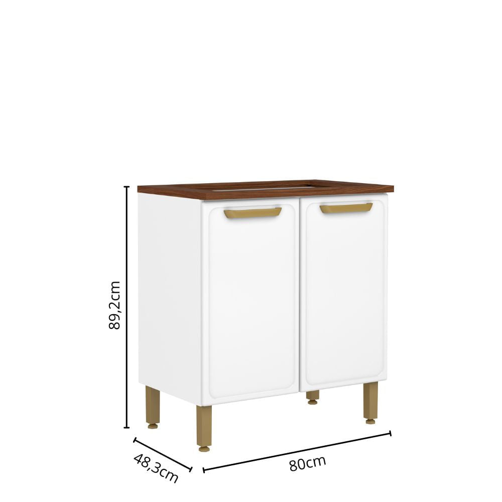 Balcão de Cozinha em Aço para Cooktop 2 Portas Bella Bertolini