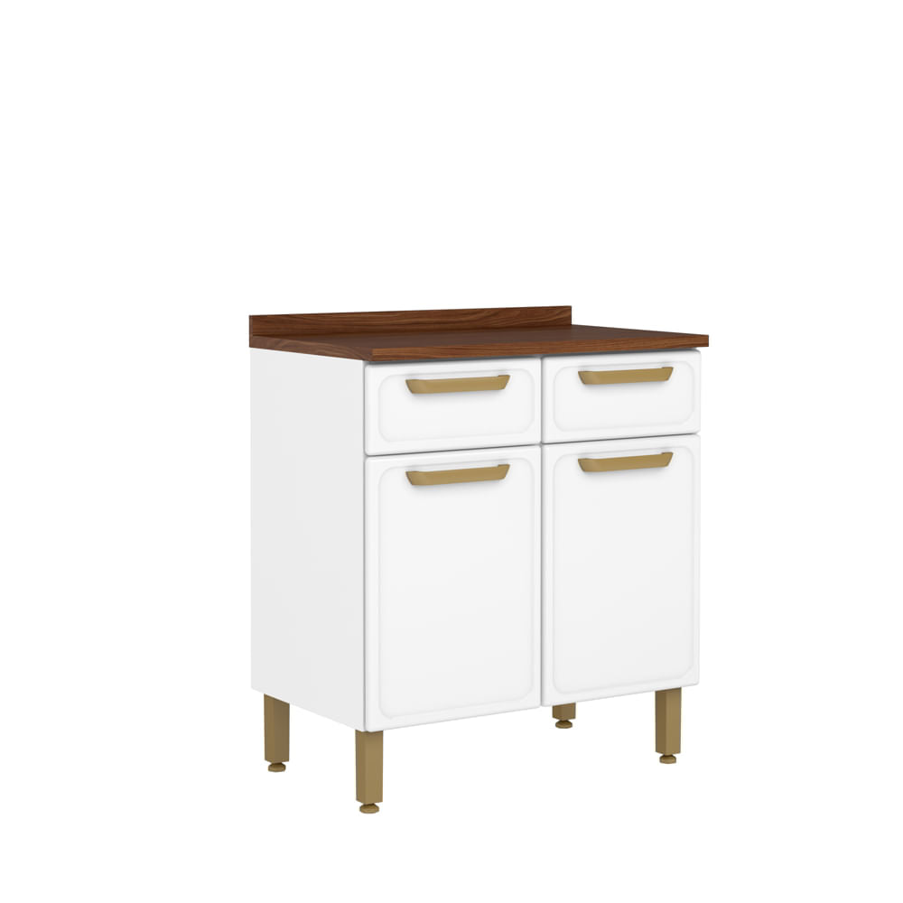 Balcão de Cozinha em Aço com Tampo 2 Portas 2 Gavetas Bella Bertolini