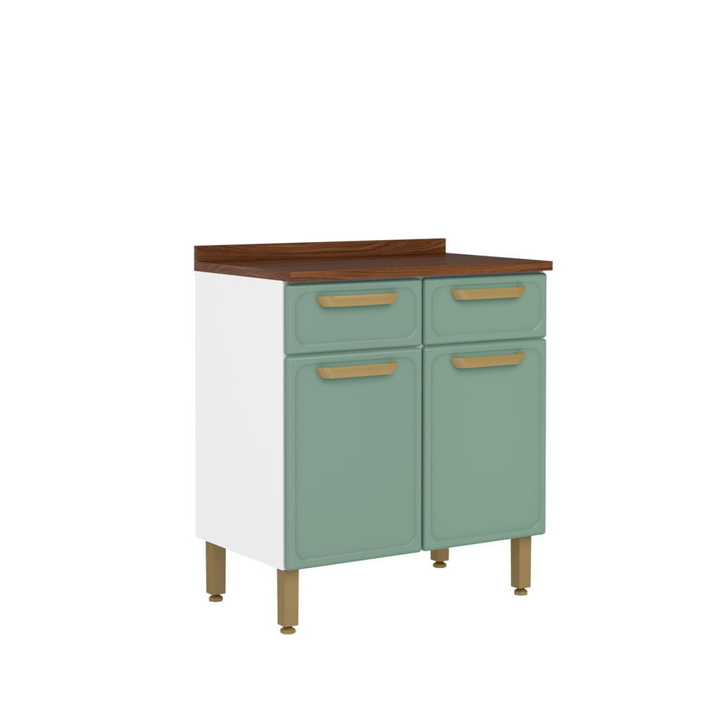 Balcão de Cozinha em Aço com Tampo 2 Portas 2 Gavetas Bella Bertolini