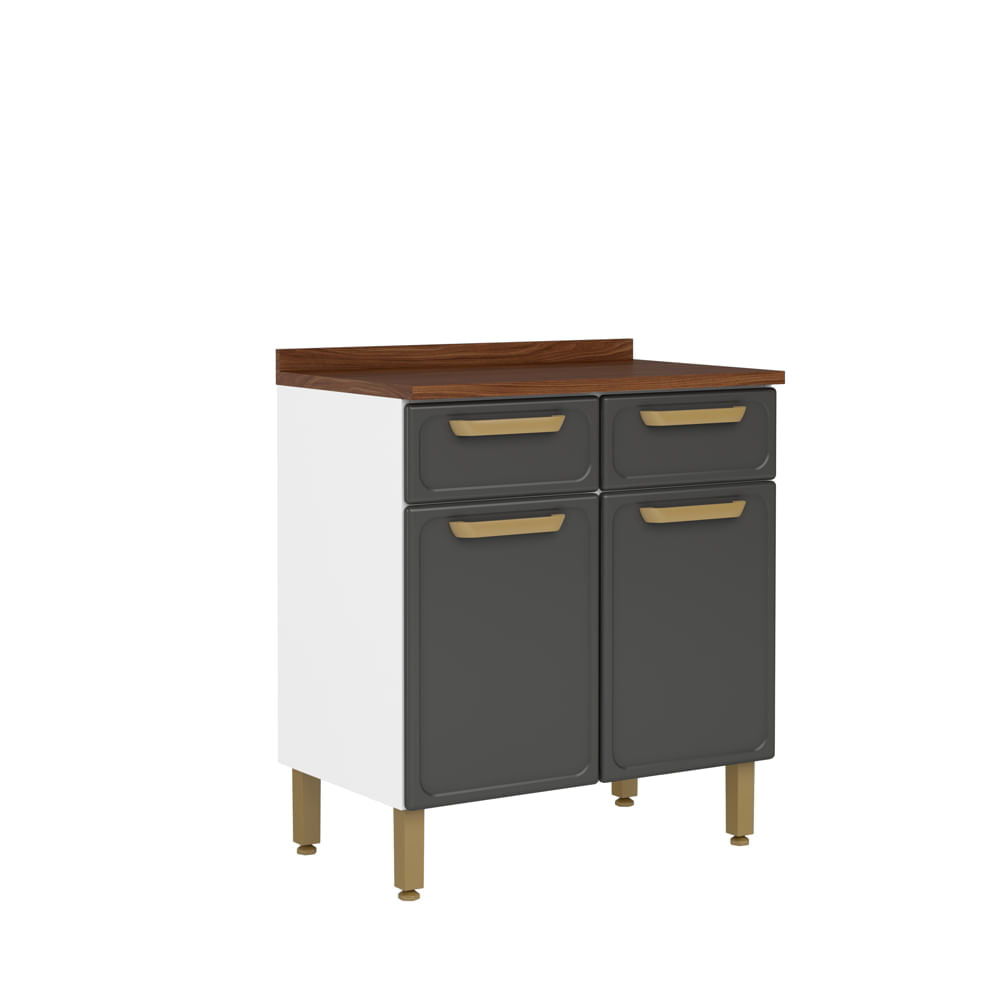 Balcão de Cozinha em Aço com Tampo 2 Portas 2 Gavetas Bella Bertolini