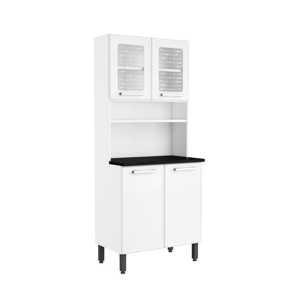 Armário de Cozinha em Aço 4 Portas 2 Vidros Gourmet Bertolini