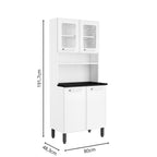 Armário de Cozinha em Aço 4 Portas 2 Vidros Gourmet Bertolini