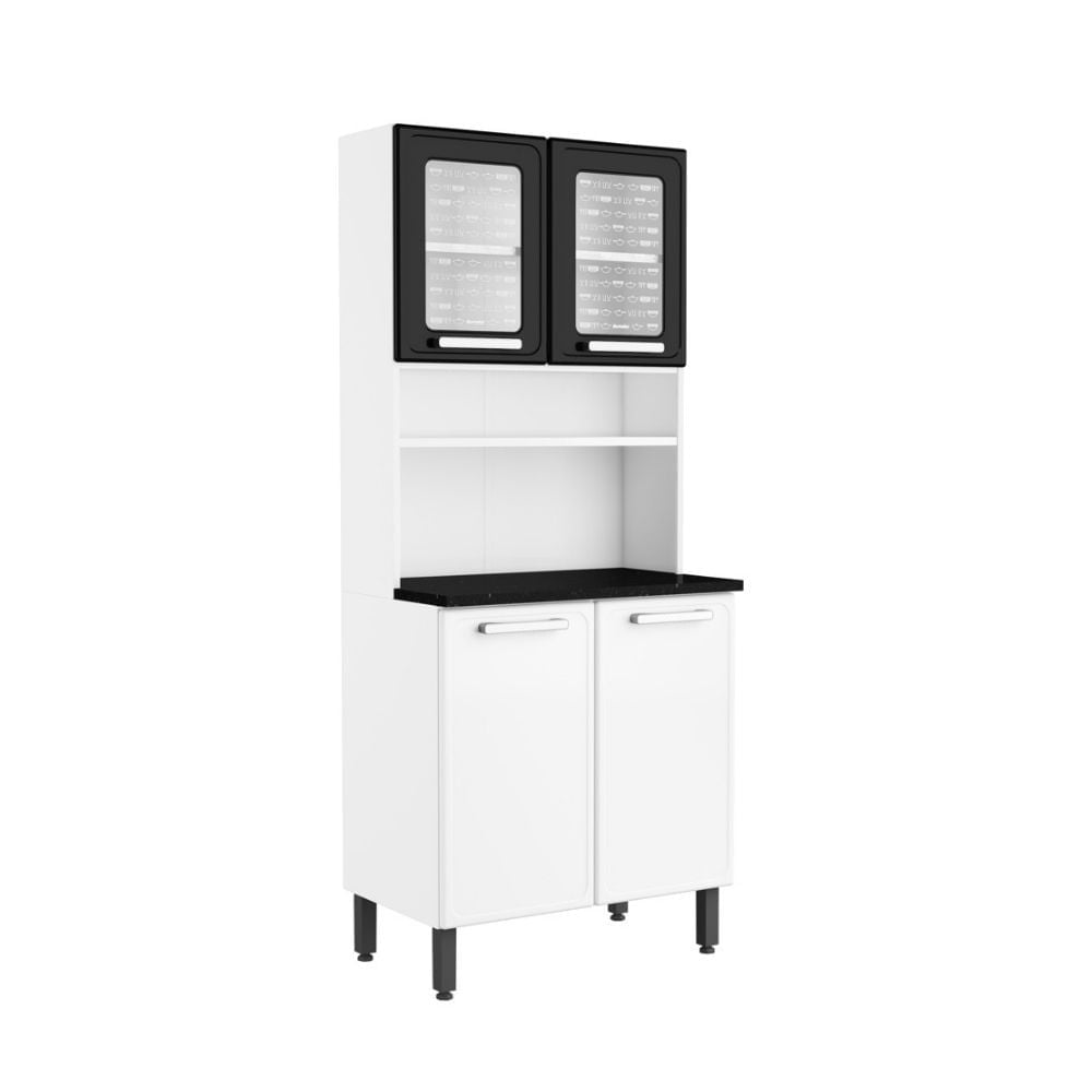 Armário de Cozinha em Aço 4 Portas 2 Vidros Gourmet Bertolini