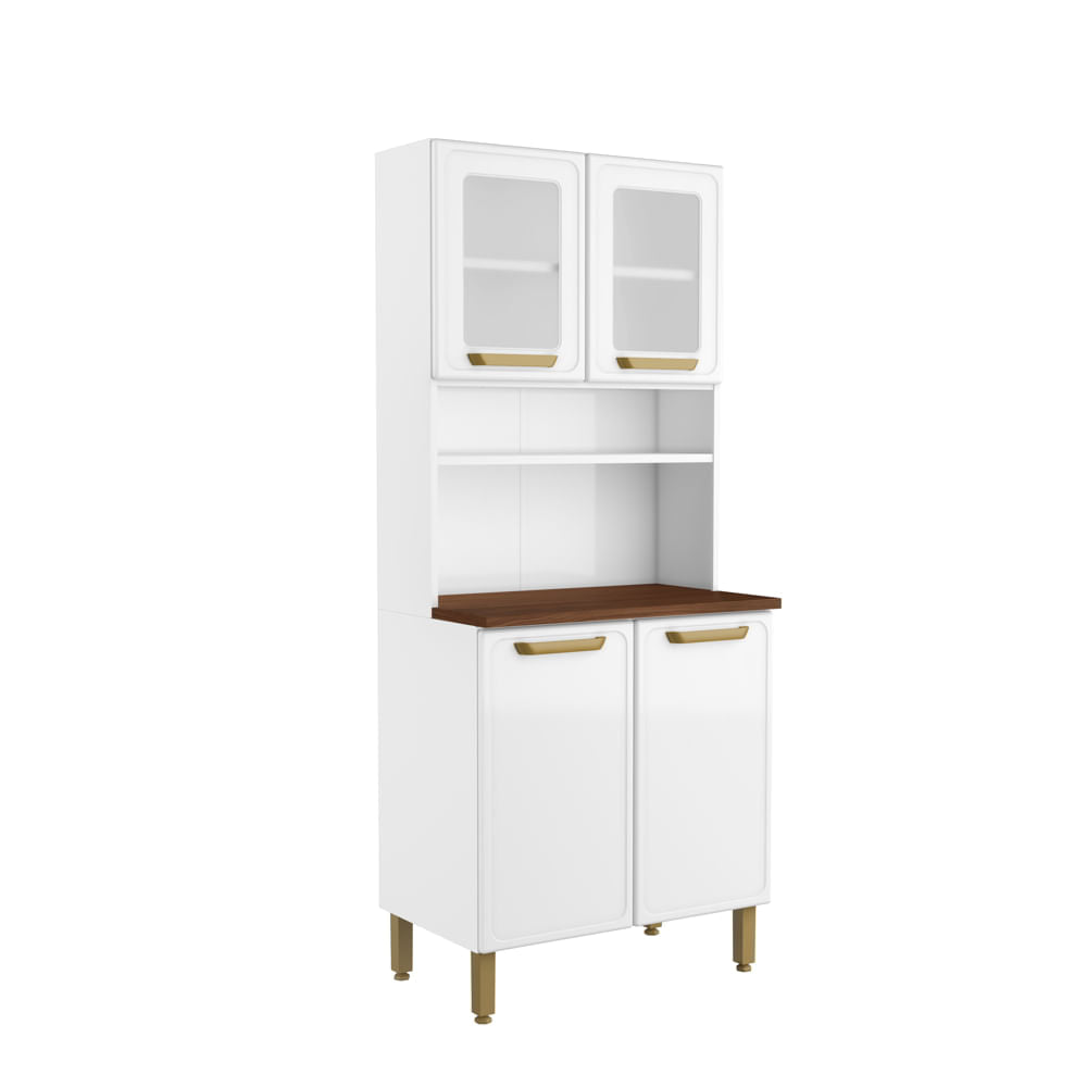 Armário de Cozinha em Aço 4 Portas com 2 Vidros Bella Bertolini