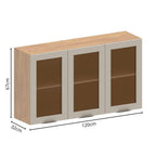 Armário Aéreo para Cozinha MDP 3 Portas Vidro Urbana Bertolini