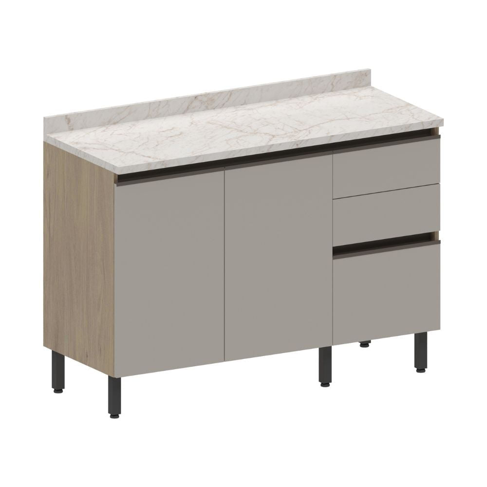 Balcão de Cozinha em MDP 3 Portas 2 Gavetas Urbana Bertolini