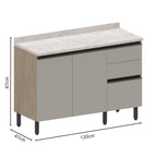 Balcão de Cozinha em MDP 3 Portas 2 Gavetas Urbana Bertolini