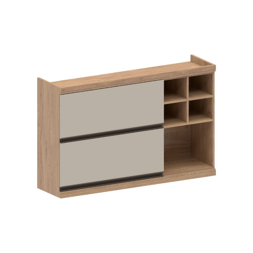 Armário Aéreo para Cozinha 2 Portas Basculantes 5 Nichos Moderna Bertolini