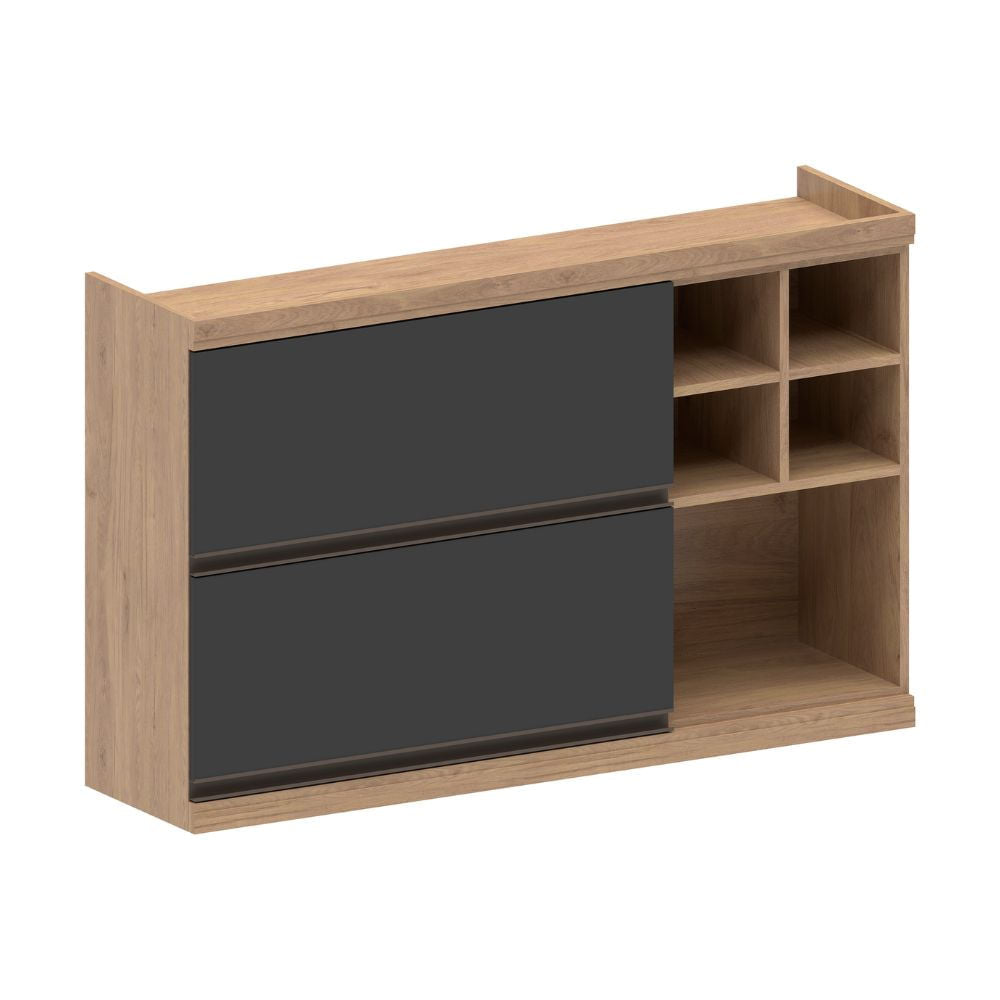 Armário Aéreo para Cozinha 2 Portas Basculantes 5 Nichos Moderna Bertolini