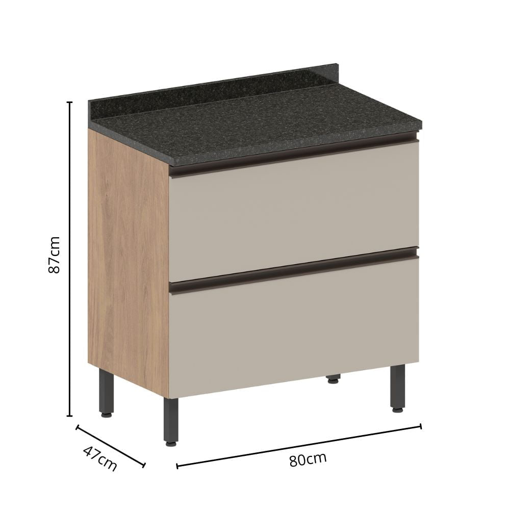 Balcão de Cozinha com Tampo 1 Porta Basculante 1 Gavetão Moderna Bertolini