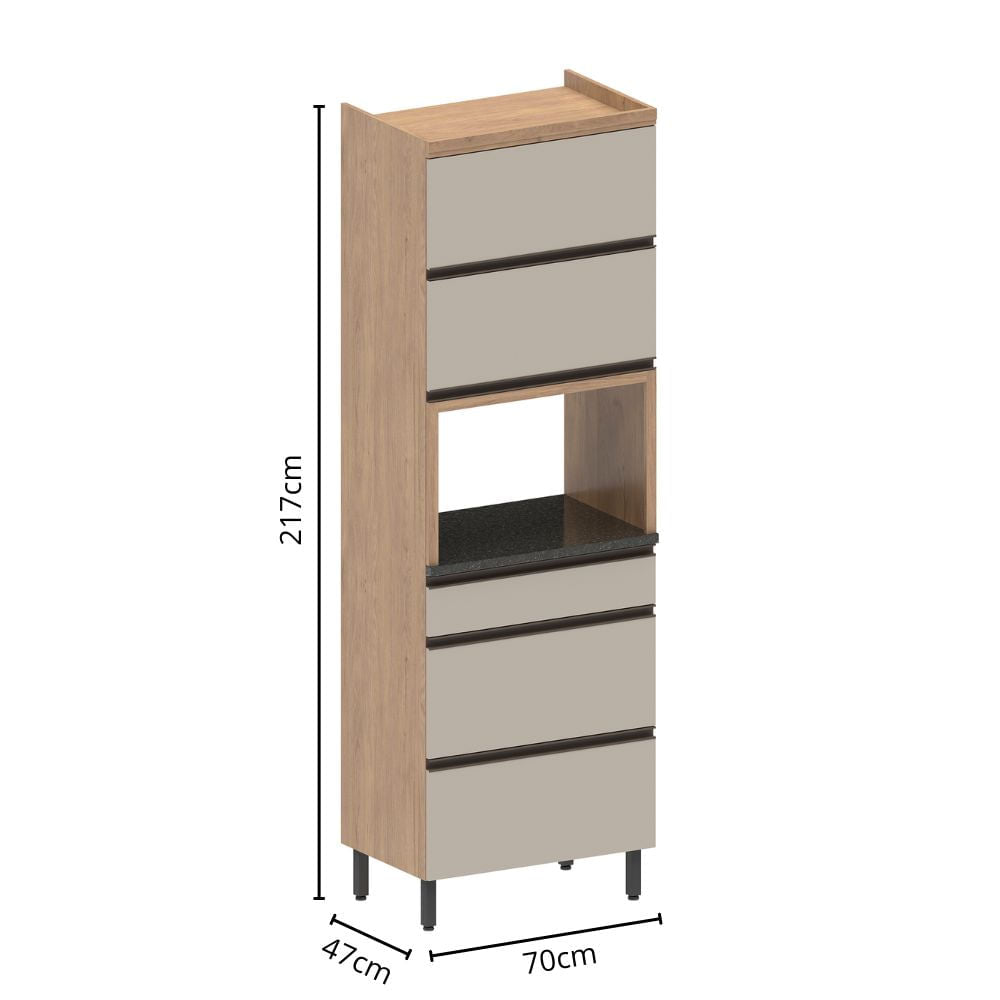 Armário de Cozinha para Forno 3 Portas Basculantes 1 Gaveta Moderna Bertolini