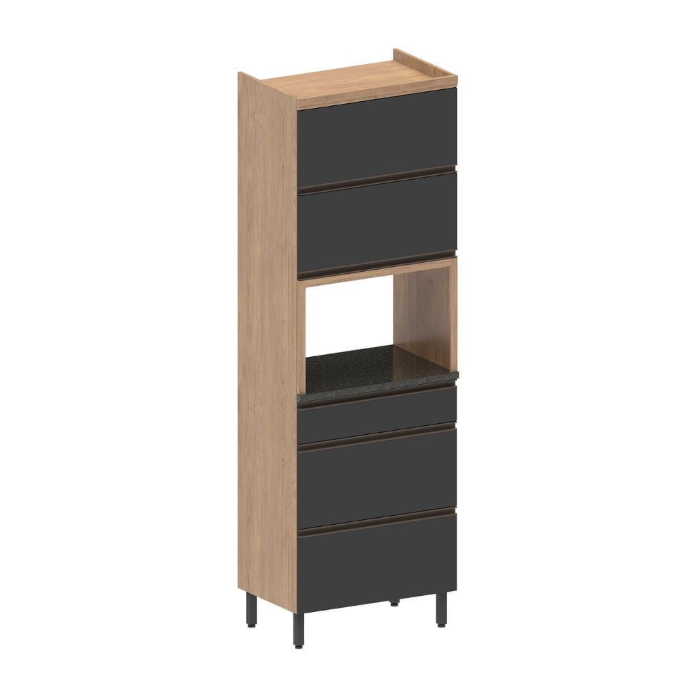 Armário de Cozinha para Forno 3 Portas Basculantes 1 Gaveta Moderna Bertolini