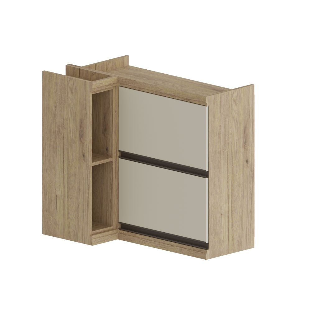 Armário Aéreo de Canto para Cozinha 2 Portas 2 Nichos Moderna Bertolini