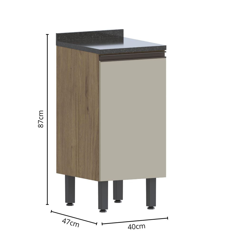 Balcão de Cozinha em MDP com Tampo 1 Porta Moderna Bertolini