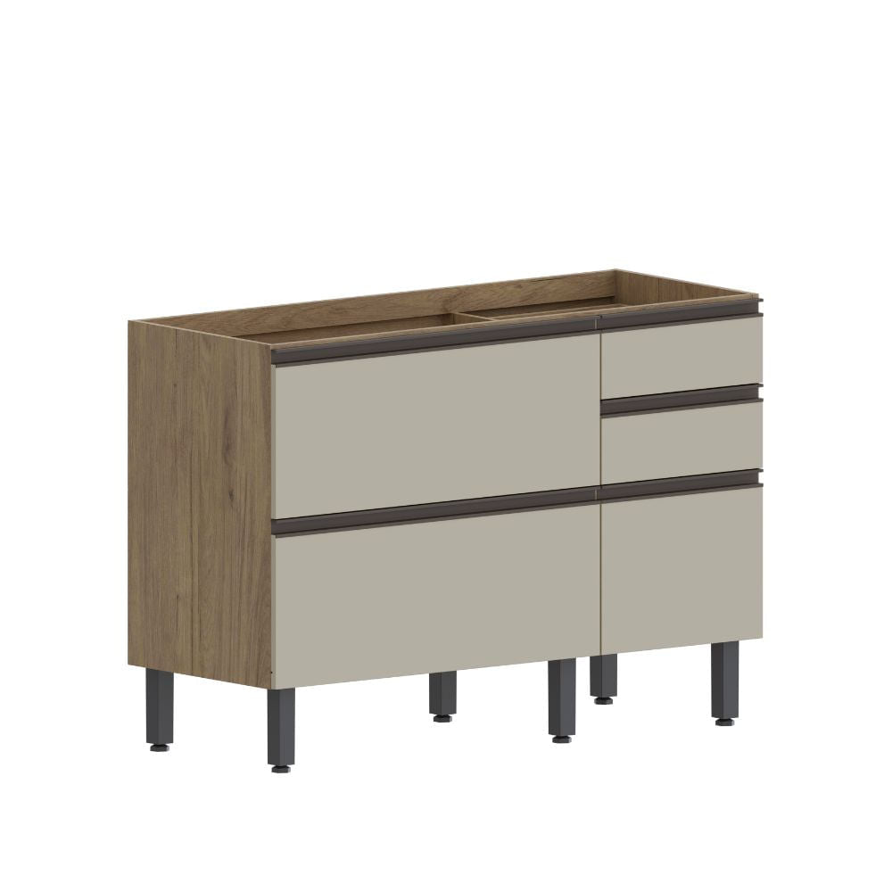 Balcão de Cozinha 2 Portas Basculantes 3 Gavetas Moderna Bertolini