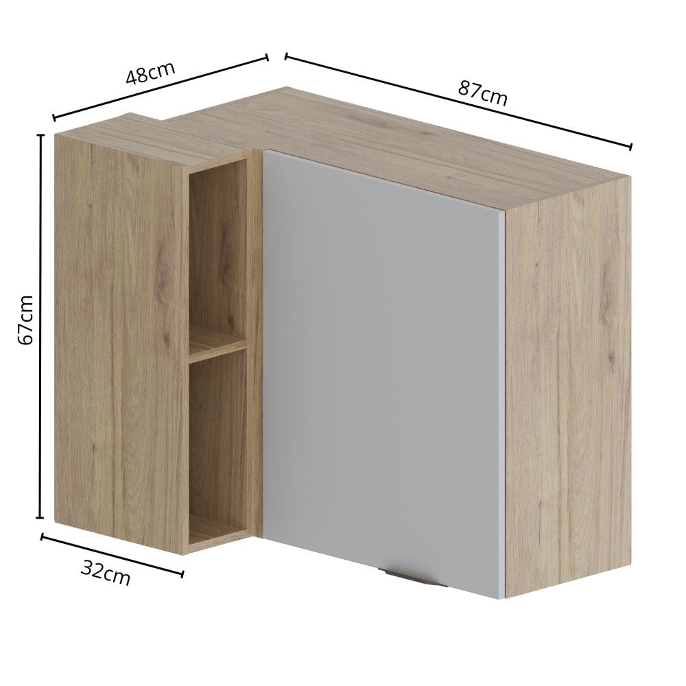 Armário Aéreo de Canto para Cozinha 1 Porta 2 Nichos Urbana Bertolini