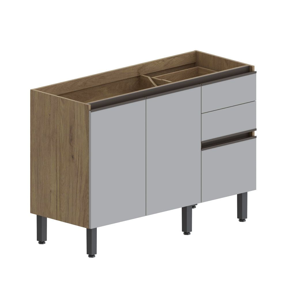 Balcão de Cozinha sem Tampo 3 Portas 2 Gavetas Urbana Bertolini