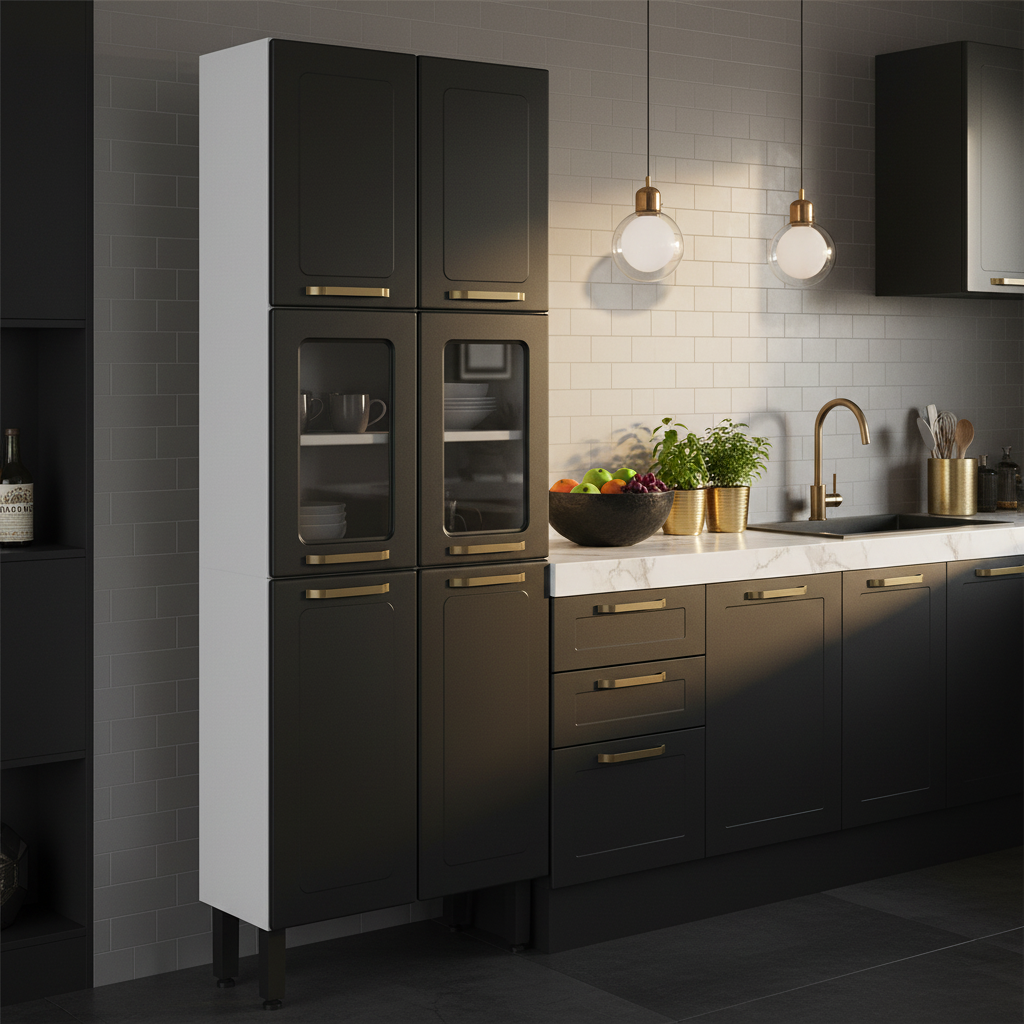 Armário Paneleiro de Cozinha em Aço 6 Portas 2 Vidros Colors Bertolini