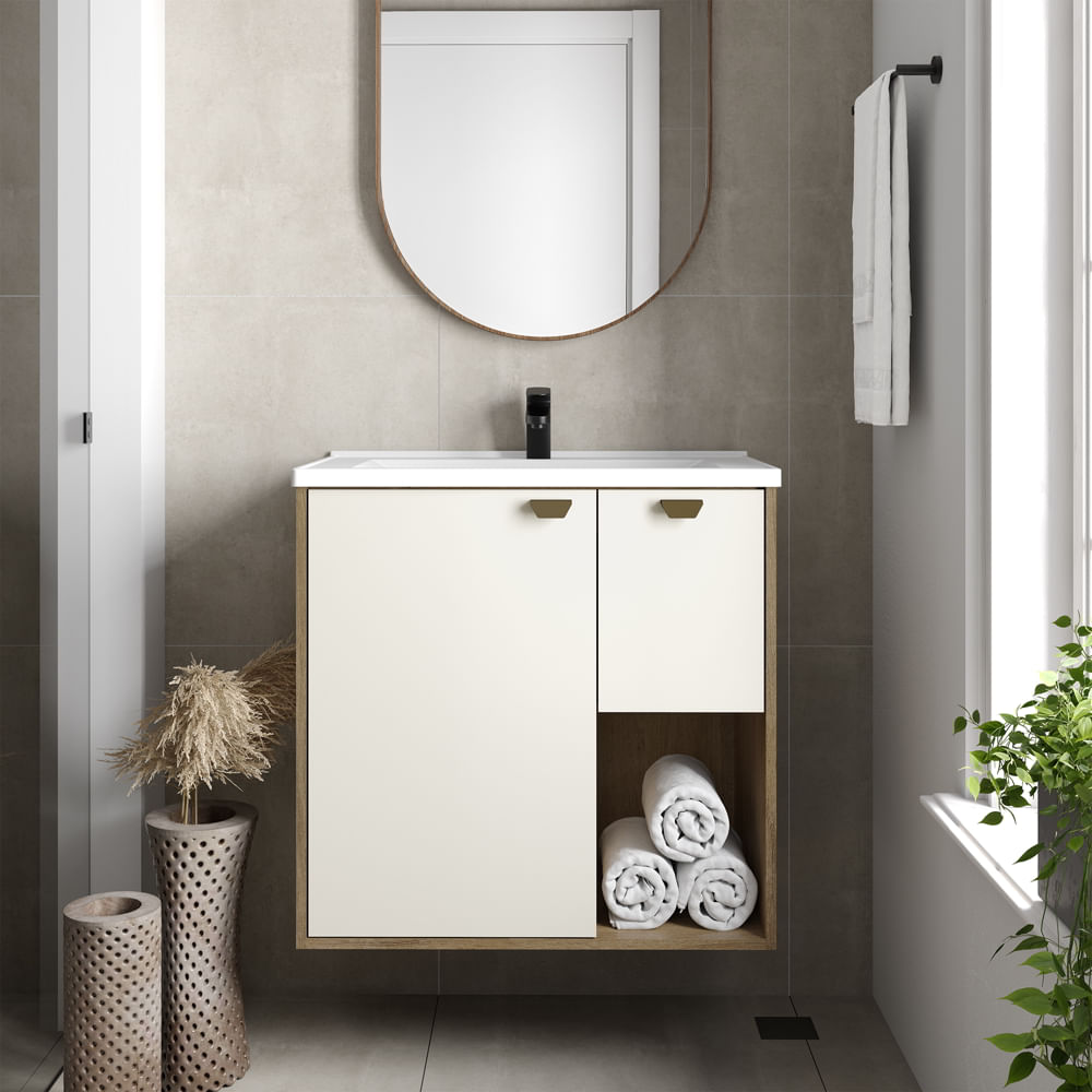 Balcão para Banheiro com Pia 1 Porta 1 Gaveta Águas Brasileiras Bertolini