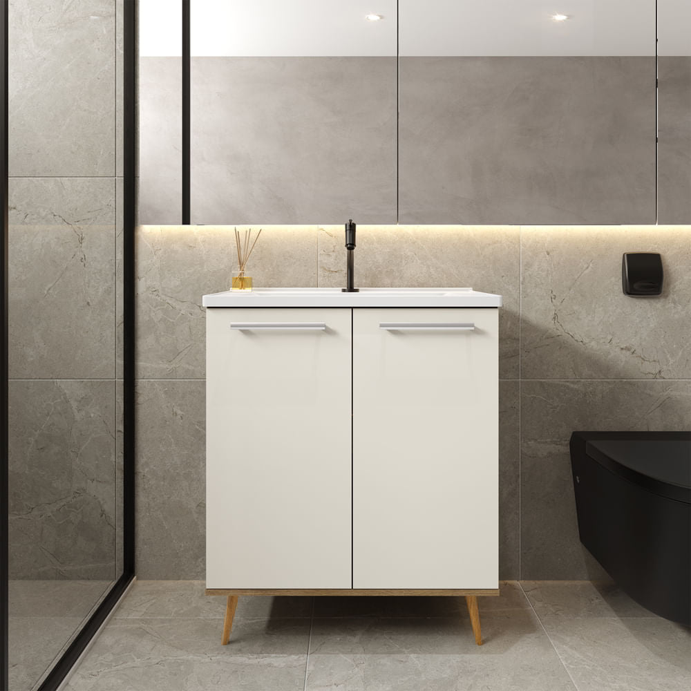 Balcão para Banheiro com Pia e 2 Portas Águas Brasileiras Bertolini