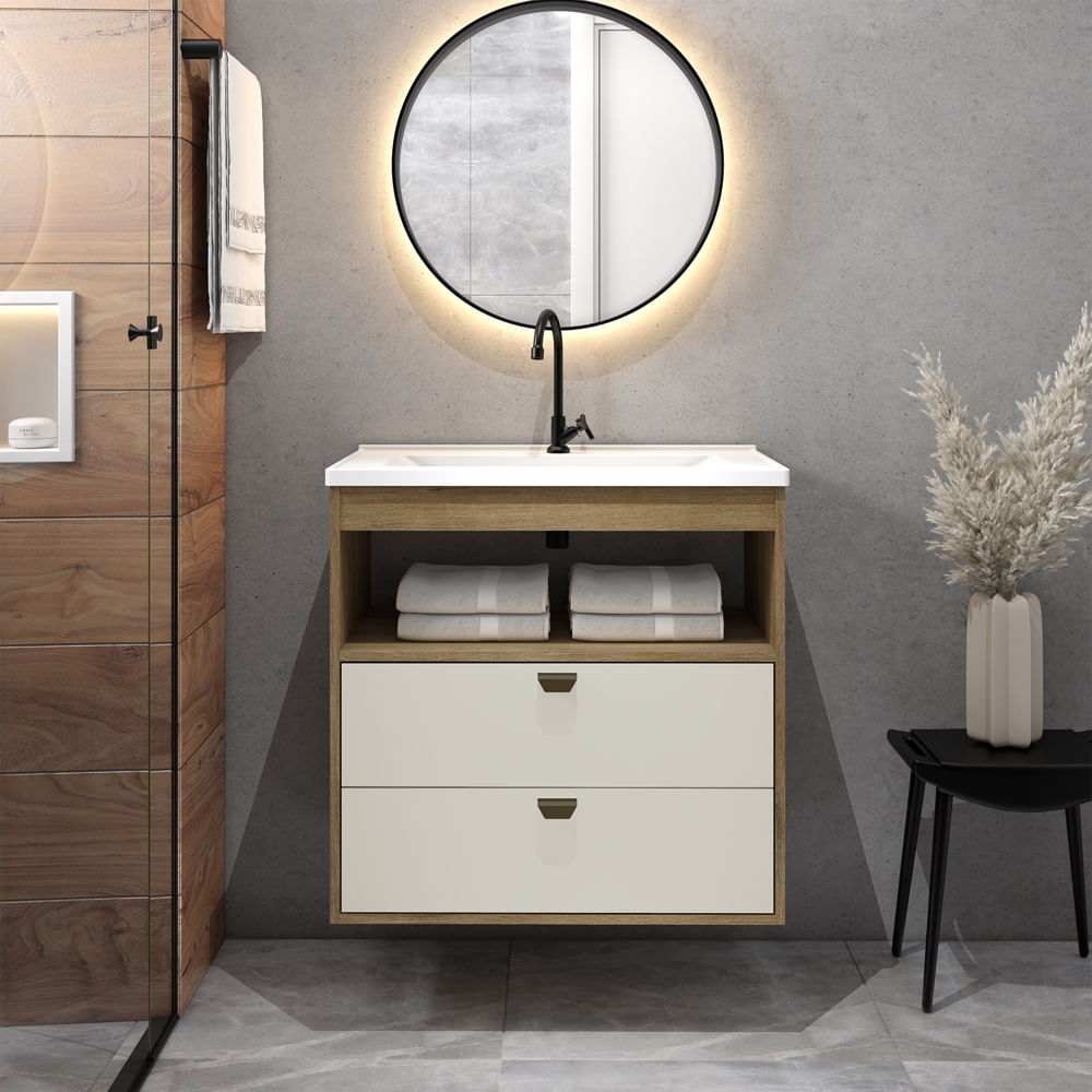 Balcão para Banheiro com Pia e 2 Gavetas Águas Brasileiras Bertolini