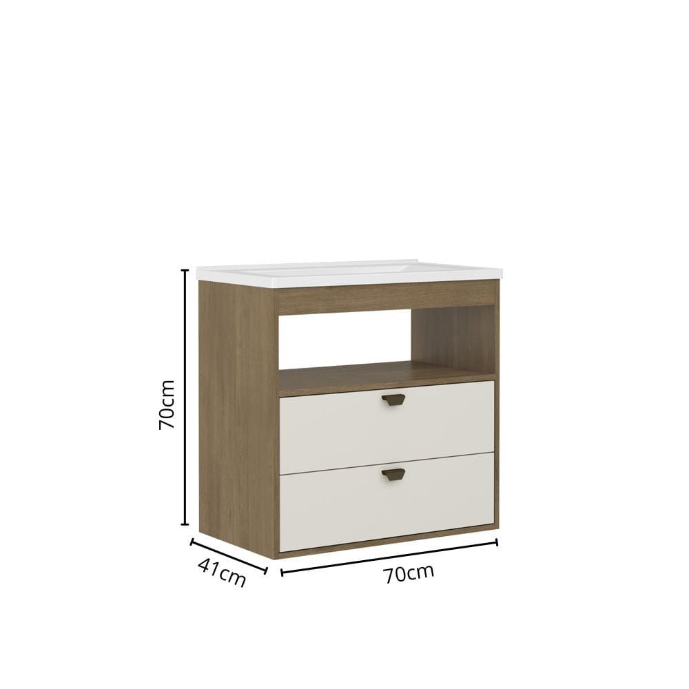 Balcão para Banheiro com Pia e 2 Gavetas Águas Brasileiras Bertolini