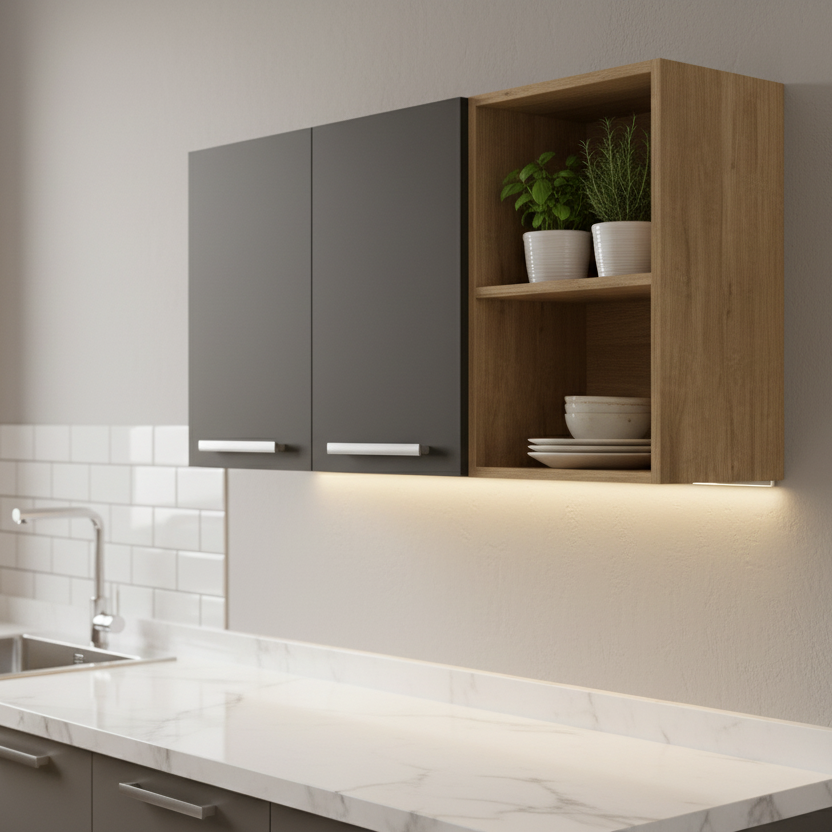 Armário Aéreo para Cozinha com 2 Portas e 2 Nichos Samba Bertolini