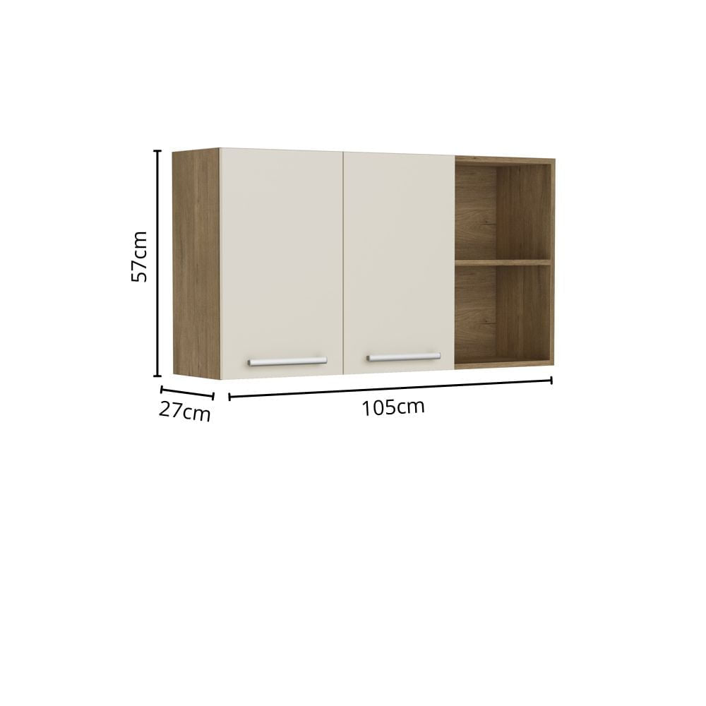 Armário Aéreo para Cozinha com 2 Portas e 2 Nichos Samba Bertolini