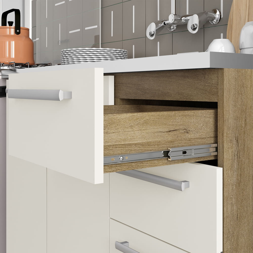 Balcão de Cozinha com Tampo 2 Portas 2 Gavetas Samba Bertolini