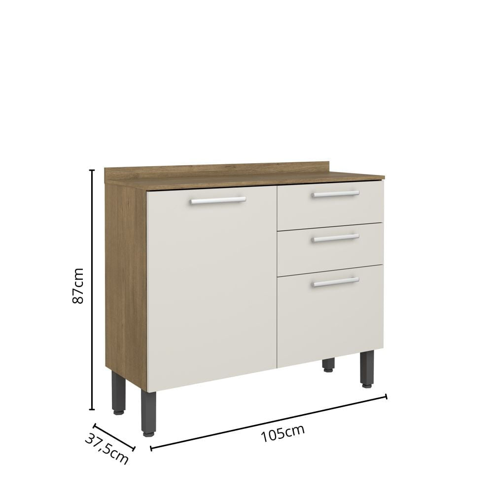 Balcão de Cozinha com Tampo 2 Portas 2 Gavetas Samba Bertolini
