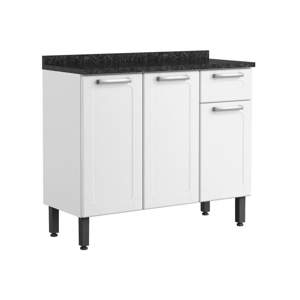 Balcão de Cozinha em Aço com Tampo 3 Portas 1 Gaveta Múltipla Bertolini