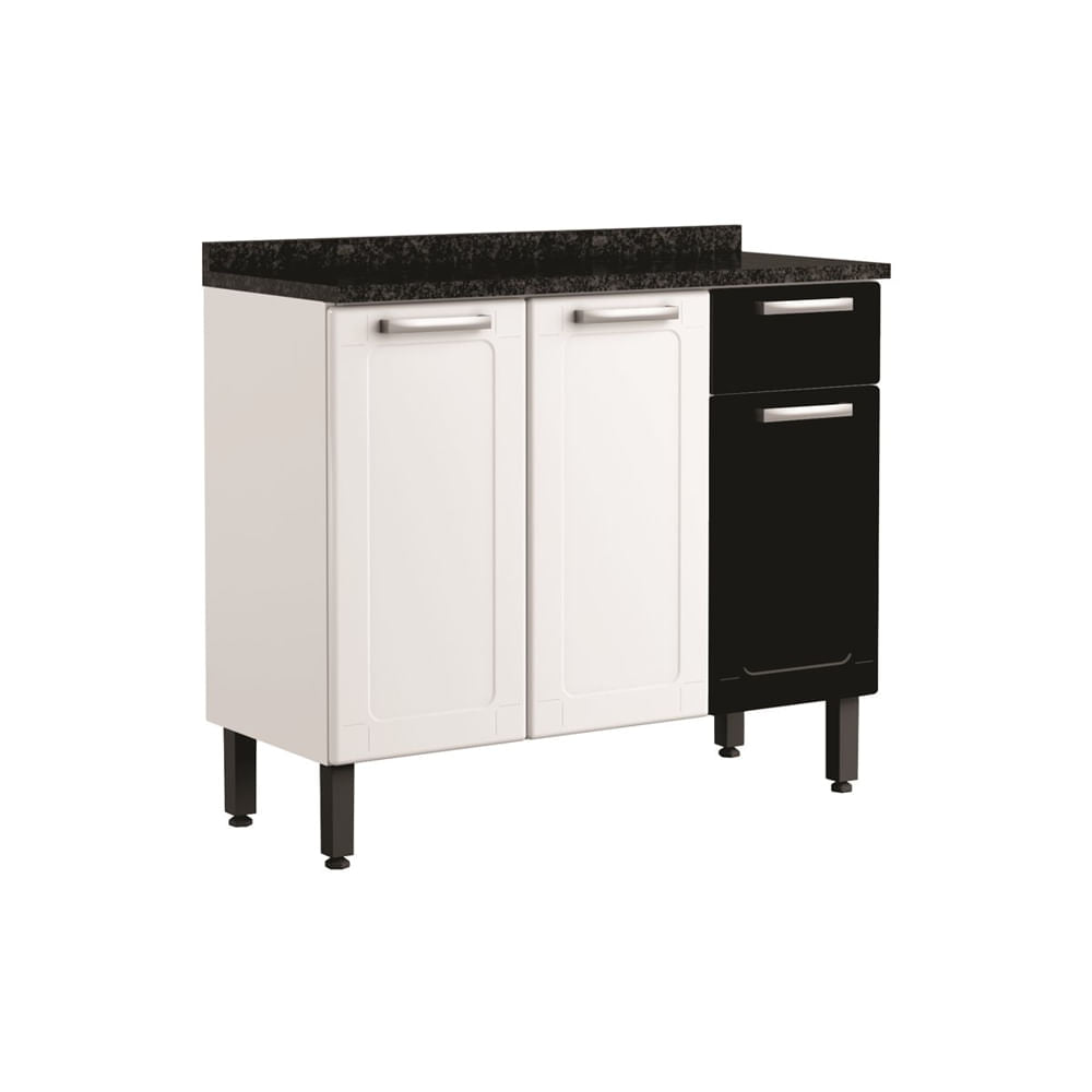 Balcão de Cozinha em Aço com Tampo 3 Portas 1 Gaveta Múltipla Bertolini