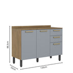 Balcão de Cozinha com Tampo 3 Portas 2 Gavetas Axé Bertolini